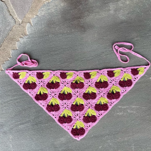 New! Urban Outfitters-Icon Crochet Hair Scarf In Pink - Picture 6 of 6